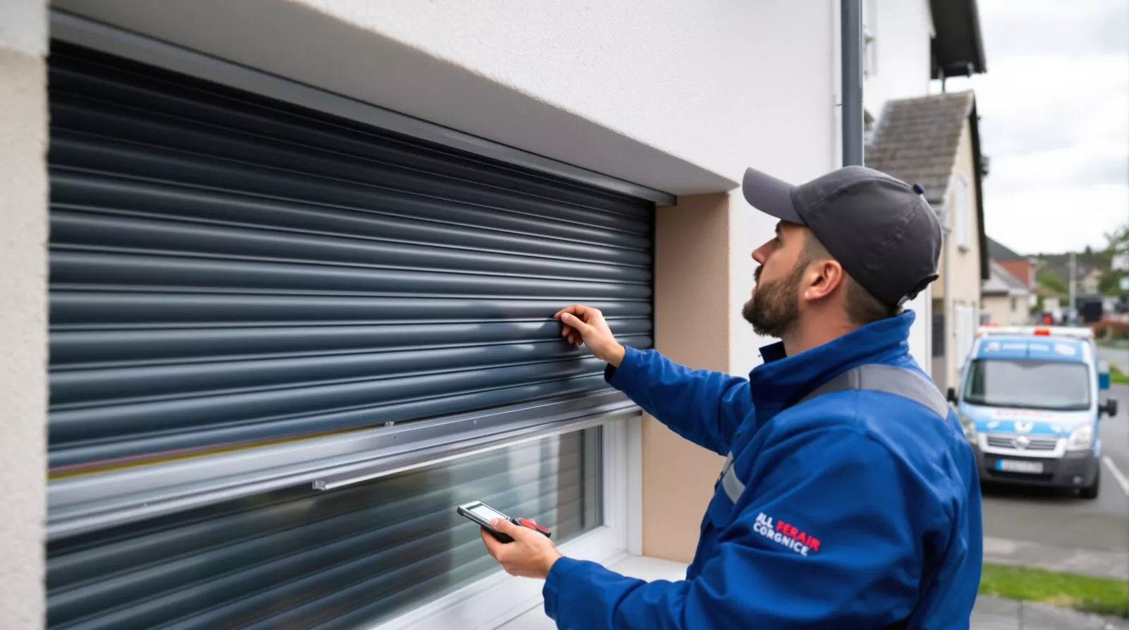 Technicien réparant un volet roulant à Strasbourg